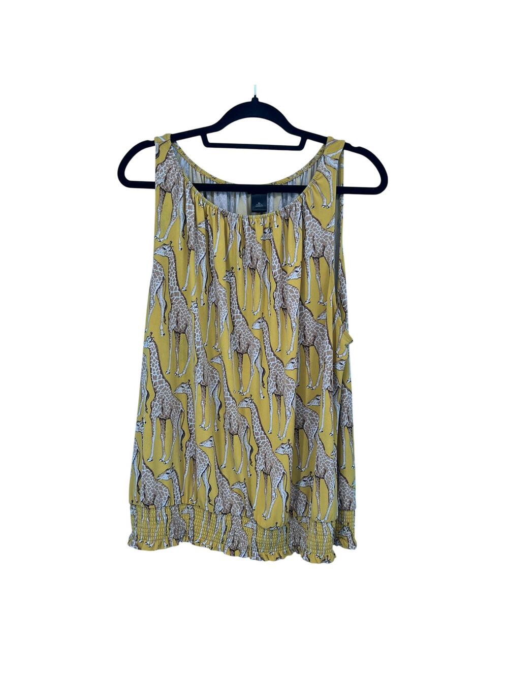 Ann Taylor Yellow Giraffe Print Tank Top Size Women's XL
